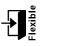 Icon to illustrate that people were recruited using an open flexible strategy - Description: An arrow pointing into an open door, next to the word 'flexible'